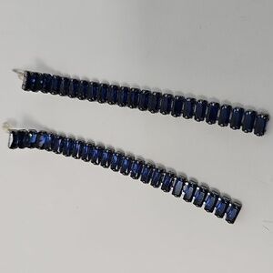 Express Deep Blue Shimmering Linked Crystal Drop Minimalist Simply Glam Earrings